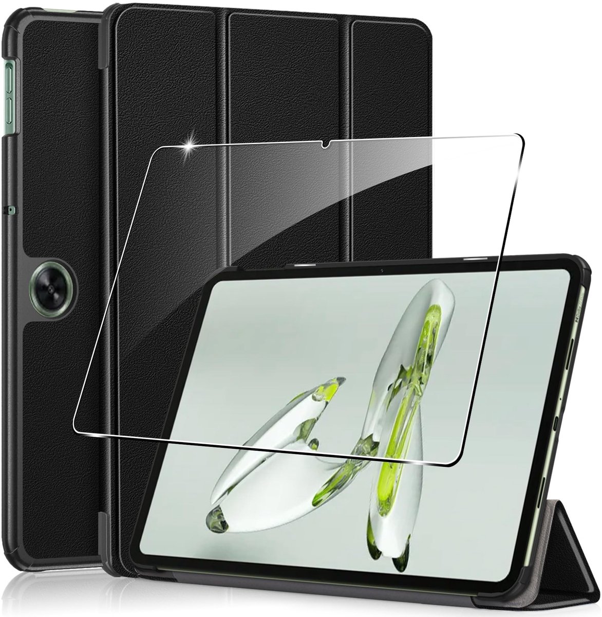 Dailygoods - Beschermhoes Oneplus Pad Go - Tablethoes met standaard - Zwart - Inclusief screenprotector - Geschikt voor Oppo Pad Neo 2024 11,4 inch