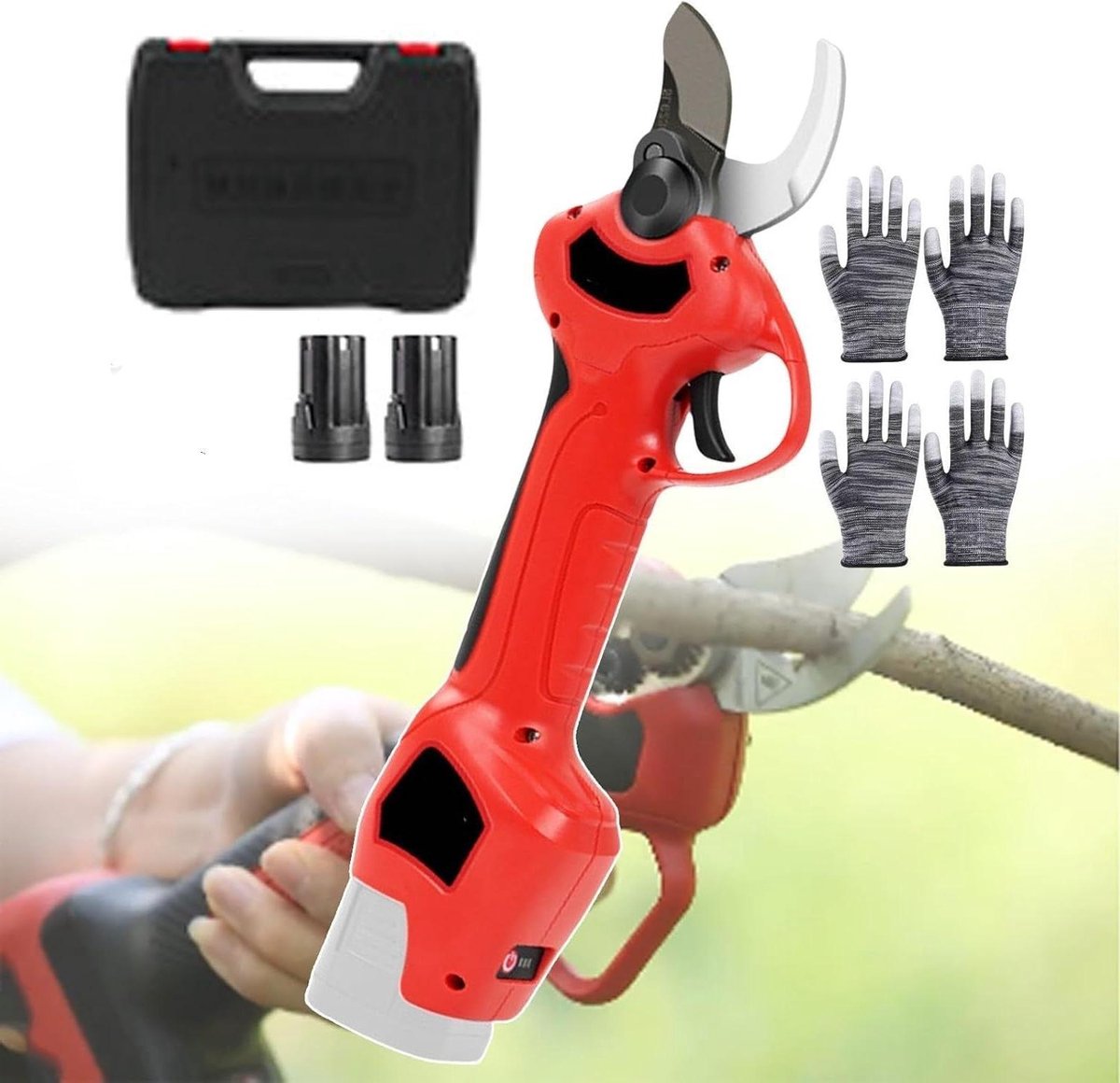 Elektrische Snoeischaar - Draadloze Takkenknipper - Tuinonderhoud - Krachtige Accu - 3cm Snijdiameter - Zwart