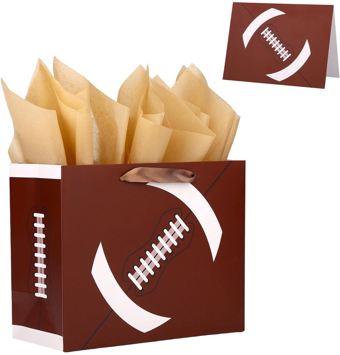 Dailygoods- Voetbalcadeautas Duurzaam - Voetbalgoodiebag - Feestartikelen - Sportthema - 30x24x13,5 cm - Inclusief 3 Vloeipapiertjes en Kaart - Goodiebag