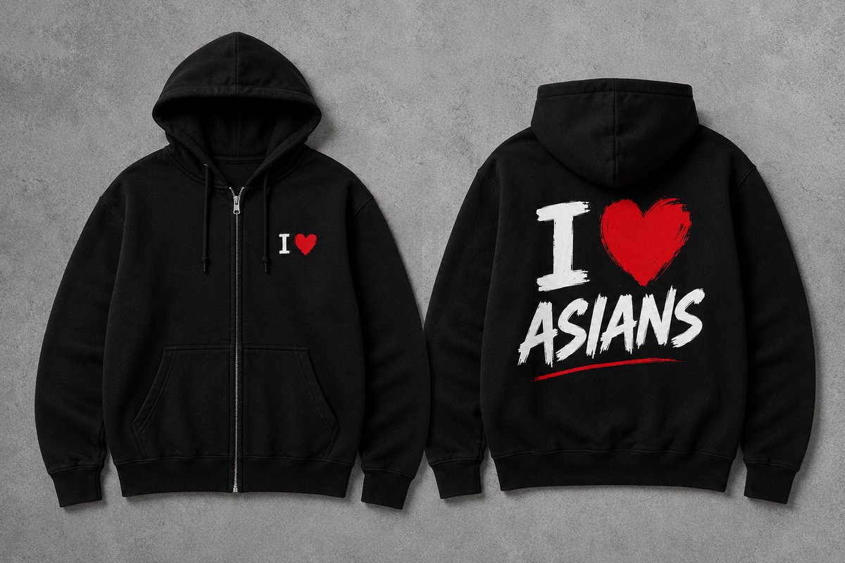 Hoodie met rits heren – vest heren – streetwear hoodie – I ASIANS print – katoen - XL