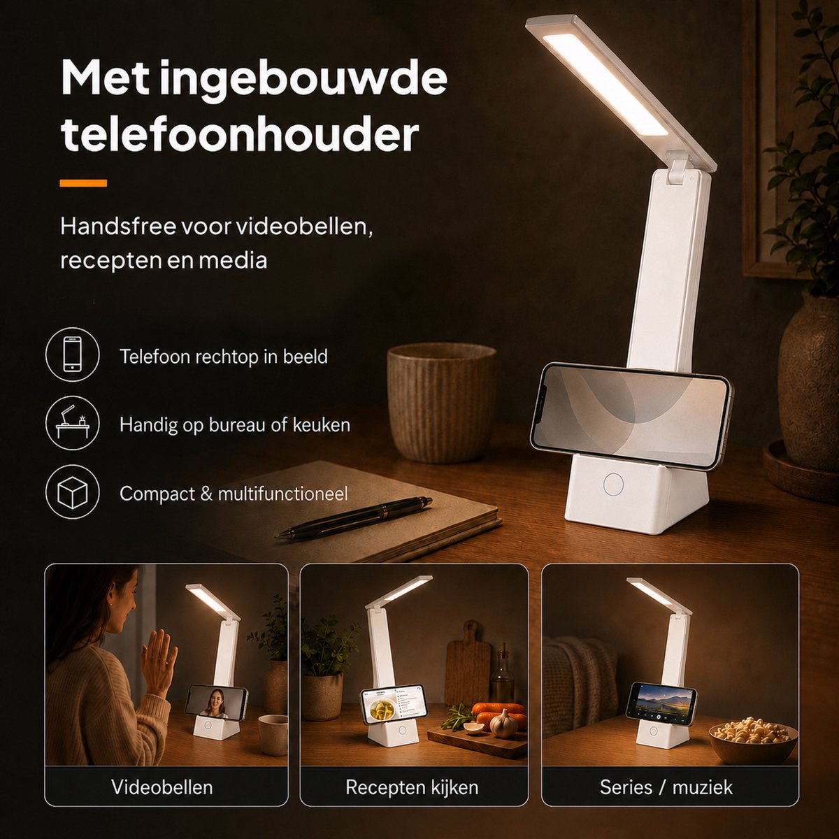 Lumirex Bureaulamp - Draadloos & Netstroom thumbnail 4