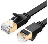 Internetkabel - CAT7 Ethernet Netwerk tot 10Gbps - RJ45 Platte UTP Kabel - Zwart - 1 Meter