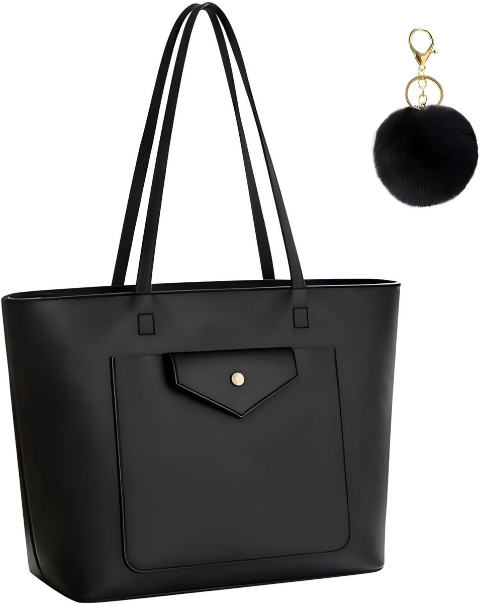 Dailygoods - Dames Zwarte Handtas, Grote Tote Bag van PVC Leer met Rits