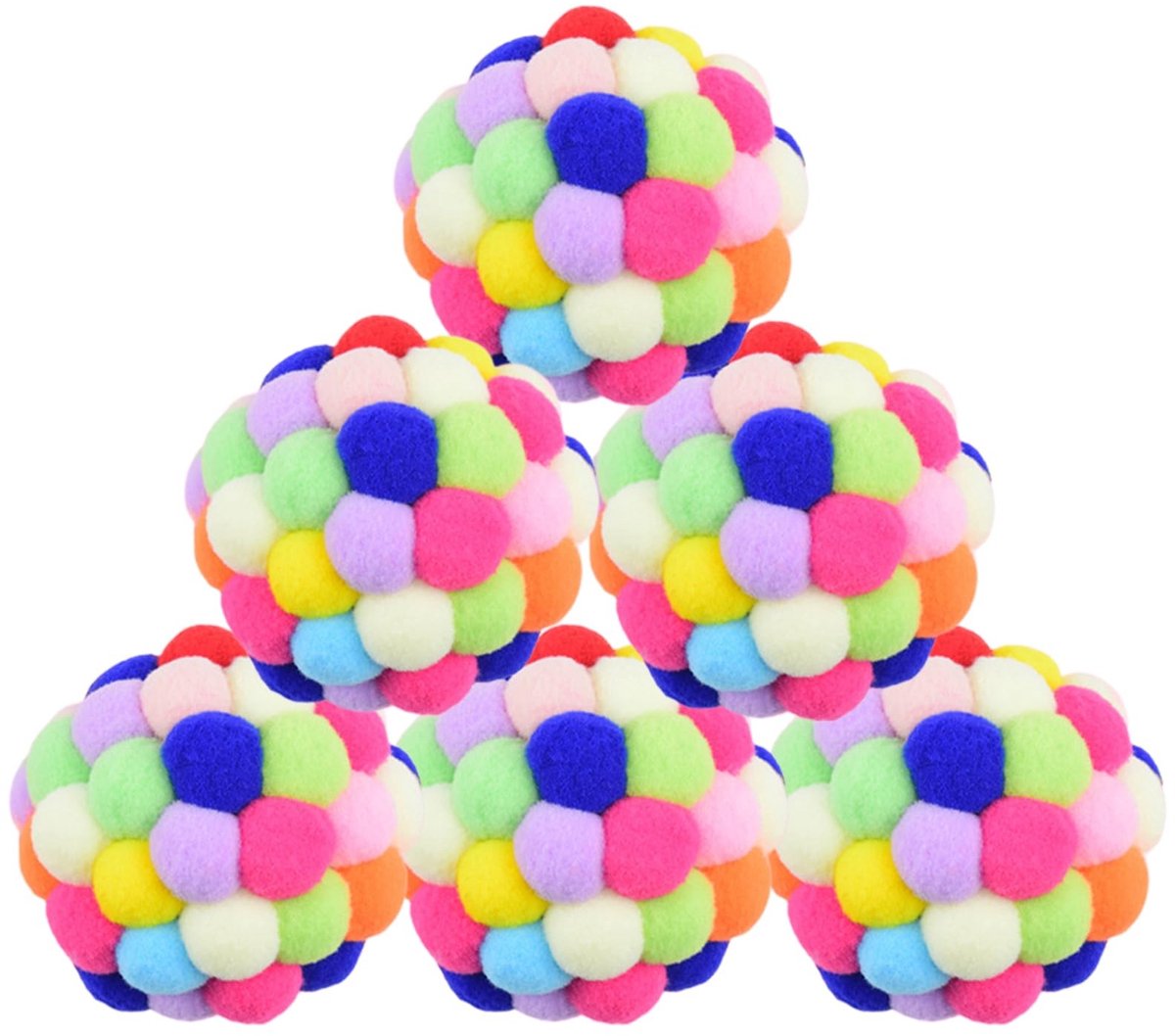 Dailygoods- Kattenballen 6,5 cm - Kattenspeelgoedset met Klokken - Zacht Pluche - Speelse Katten - Interactief Speelgoed - Scheur- en Bijtbestendig - Kattenspeelgoed