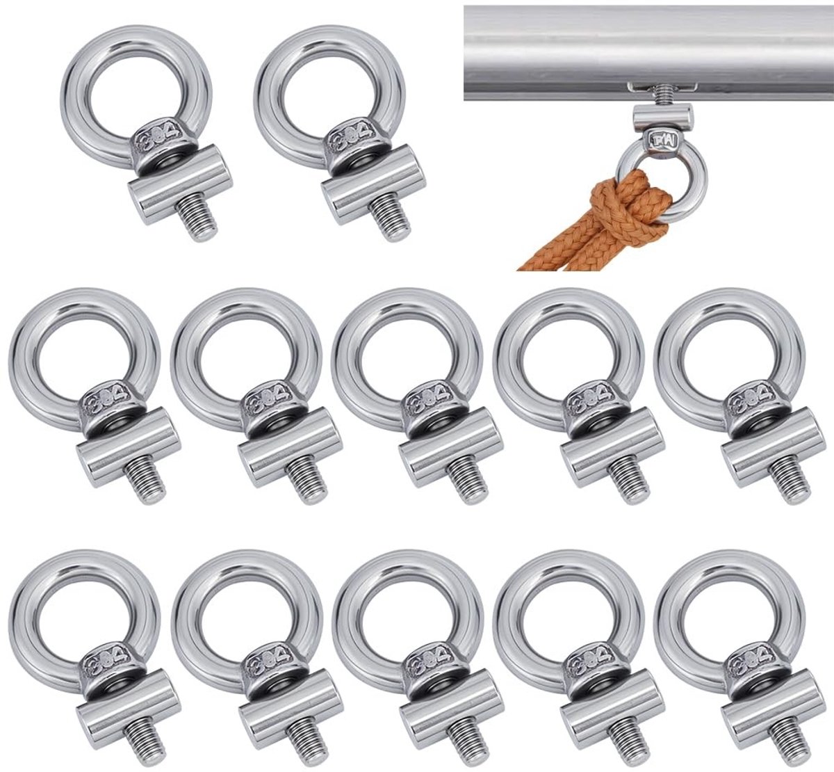 Dailygoods- Luifelrailstoppers 12 Stuks - Roestvrij Staal - Bevestigingsmateriaal - Campingaccessoires - M4 x 12 mm - Ideaal voor Luifelrails