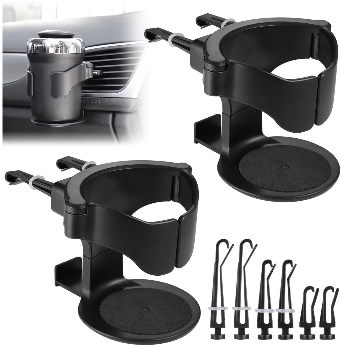 Dailygoods- Bekerhouder Auto - 2 Stuks - Verstelbare Ventilatie Bekerhouder - Geschikt voor Fles/Drankblikjes - Hoogwaardig Materiaal - Comfortabel Rijden - Autobeker