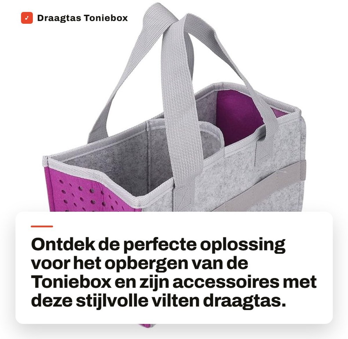 Dailygoods- Draagtas Opvouwbaar - Vilten Opbergtas - Draagtas voor Toniebox - Luidsprekeraccessoires - 6 Riemen - Comfortabele Draagriem