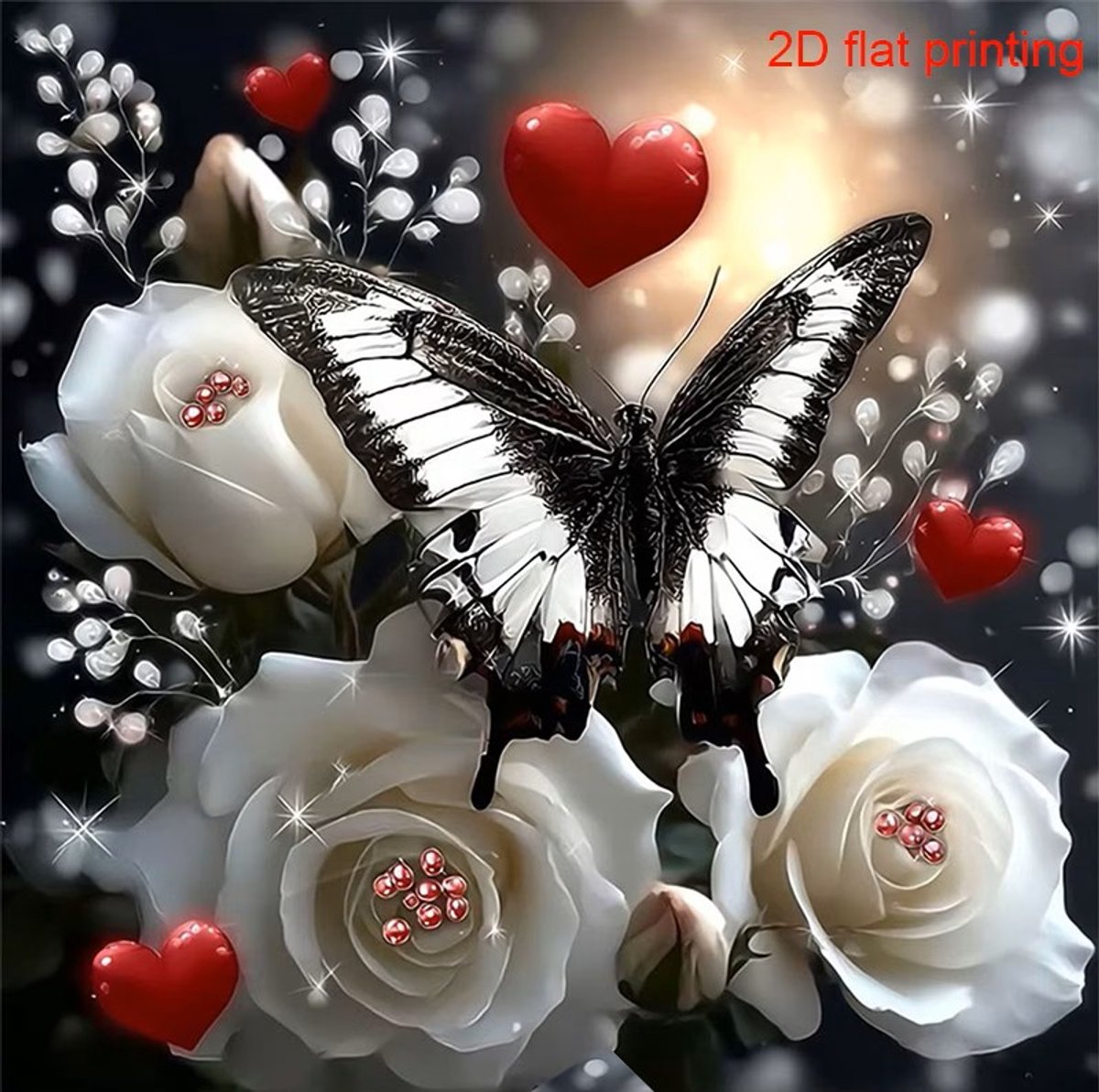 nr 483 Diamond Painting vlinder met rozen 25x25cm (rond)