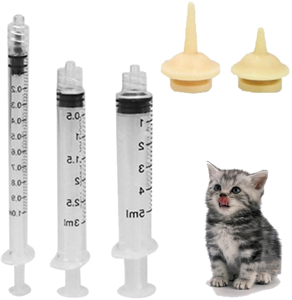 Dailygoods- Spuiten 3 stuks - Kunststof Spuit - Voedingsspuit voor Huisdieren - Herbruikbaar - Voedselveilig Siliconenmateriaal - Nauwkeurige Meting - Voederspuit