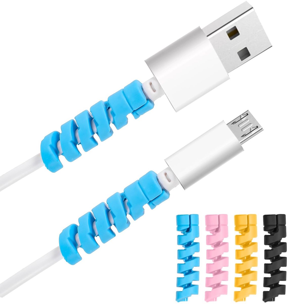 Dailygoods - Oplader Kabelbeschermer - Siliconen Knikbescherming - Bescherming tegen Slijtage - Kleurrijk en Flexibel - Universele Kabelbescherming -...
