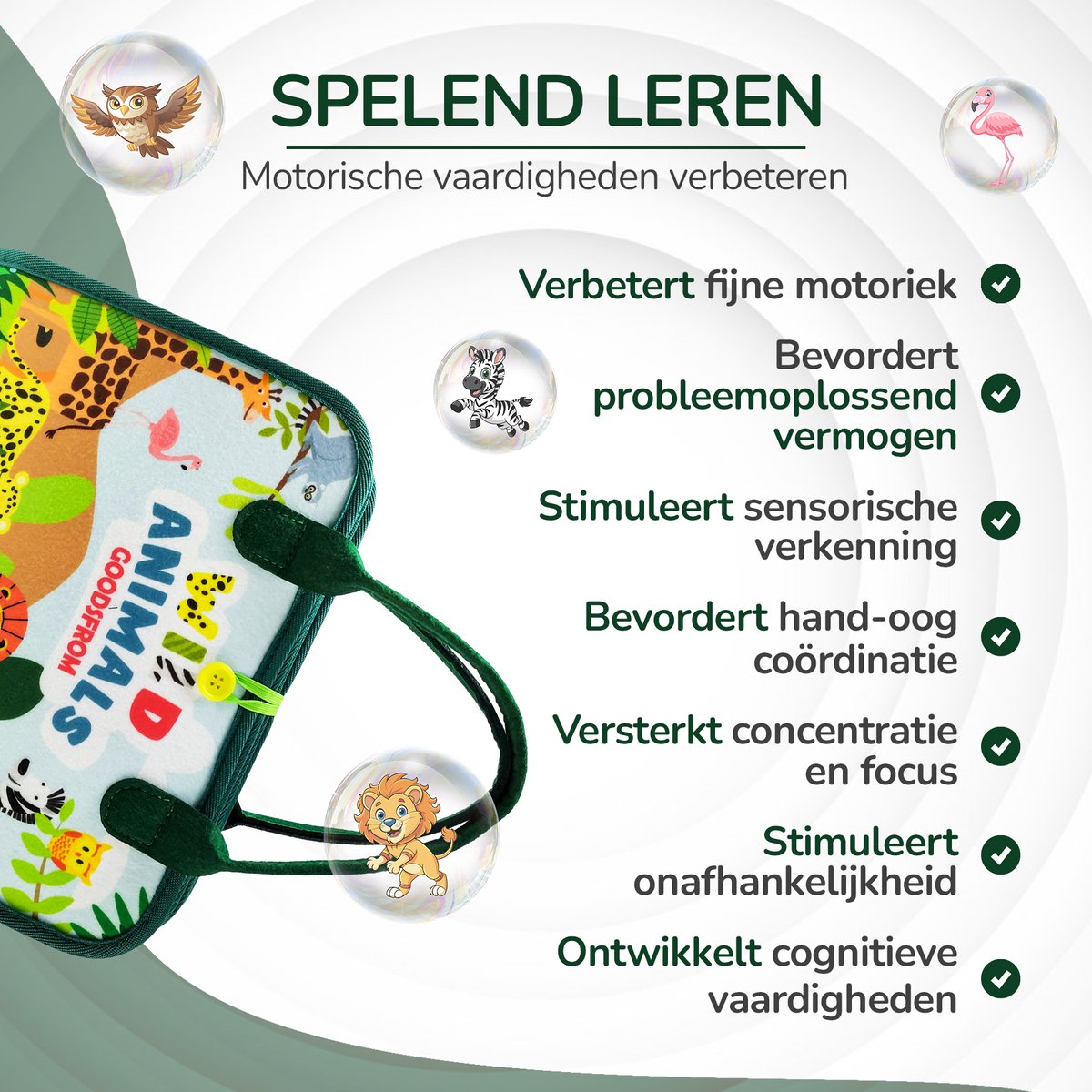 GoodsFrom® Busy Board - Montessori speelgoed - Activiteitenbord - Sensorisch speelgoed - Educatief speelgoed - Montessori activiteitenboek - Nederlands — afbeelding 5