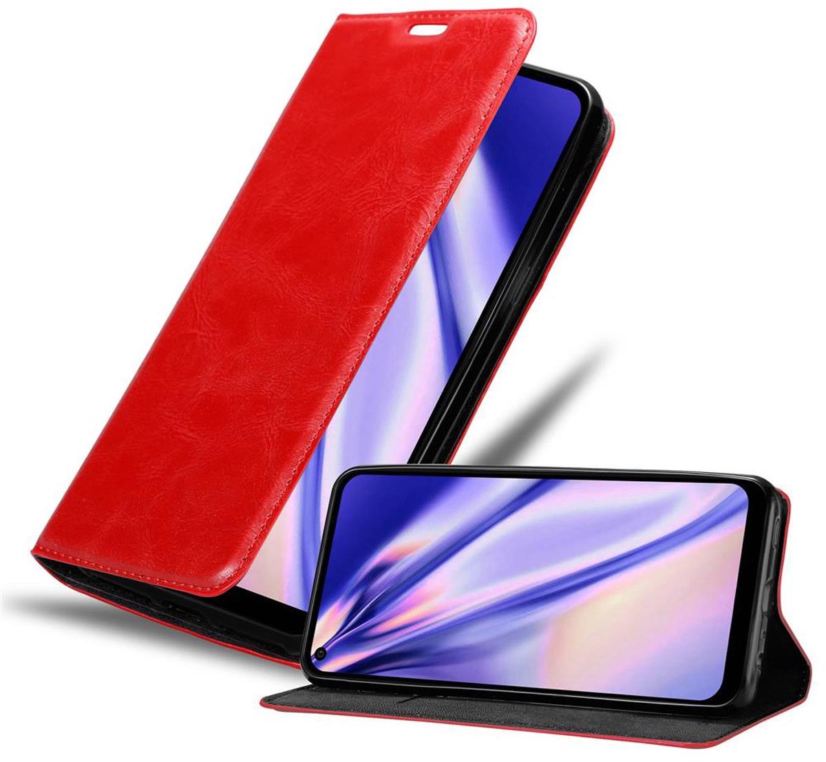 Cadorabo Hoesje geschikt voor LG K61 in APPEL ROOD - Beschermhoes met magnetische sluiting, standfunctie en kaartvakje Book Case Cover Etui