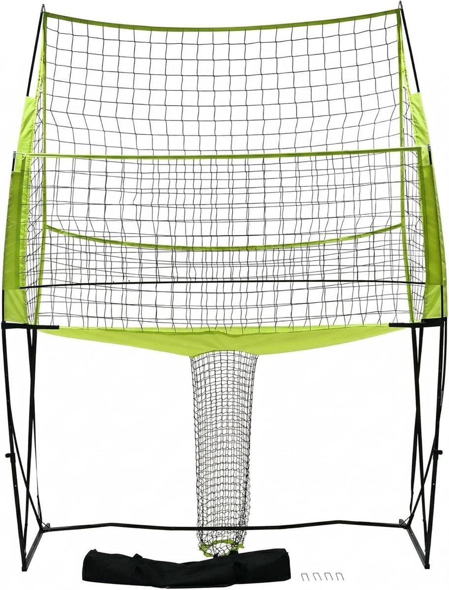 Verstelbaar volleybalnet 2,4 x 3,4 m, verstelbaar volleybalnet voor training, met draagtas, stevig frame voor gebruik binnen en buiten.
