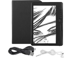KZQ E-Reader – 7 Inch – 16gb – E Ink Scherm – Ondersteunt Epub Pdf Txt Fb2 En Pdb – Met Muziek En Video Speler – Incl Hoes Screenprotector En Oortjes – Luisterboeken – Zwart
