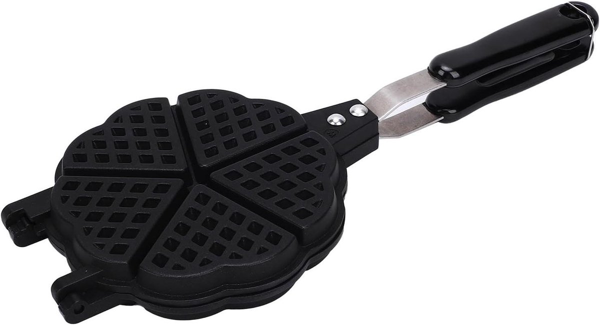 Hartvormige Wafelpan - Wafelijzer Pan - Ontbijt Maken - Compact Ontwerp - 16x36cm - Zilver