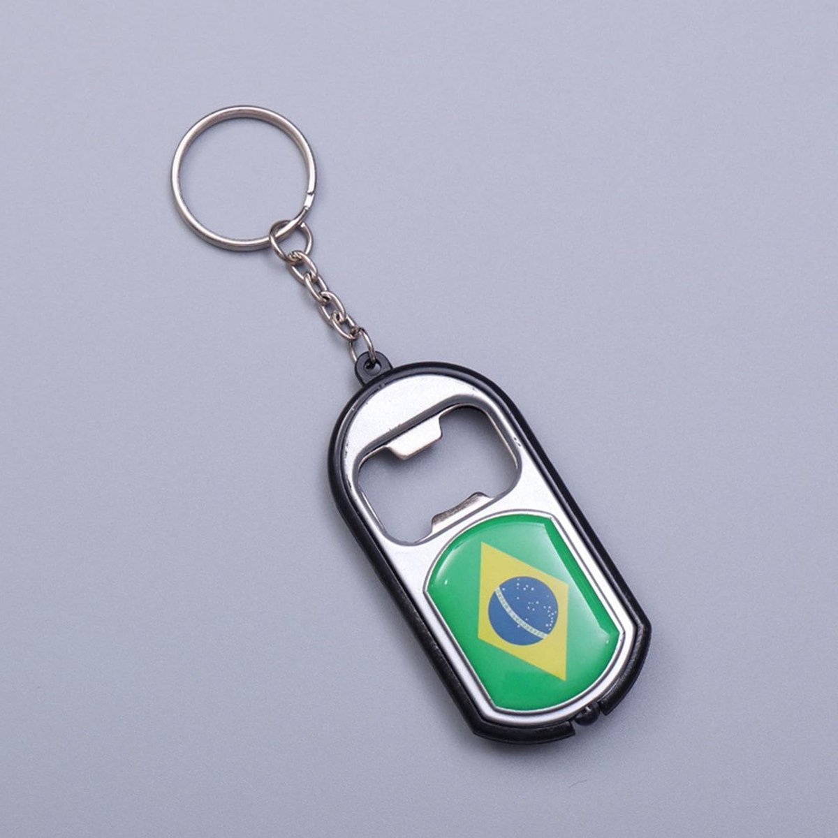 Voetbal Fan Sleutelhanger - Braziliaanse Vlag Sleutelring - Sportevenementen - Metaal - 1 cm - Multicolor