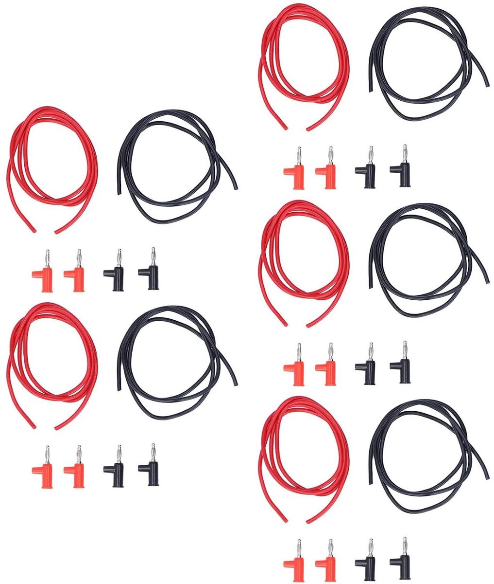 Banaanmeetsnoeren Set - Testkabels Meetdraden - Elektronisch Testen - Messing Contacten - 1 mm² Kabel - Rood Zwart