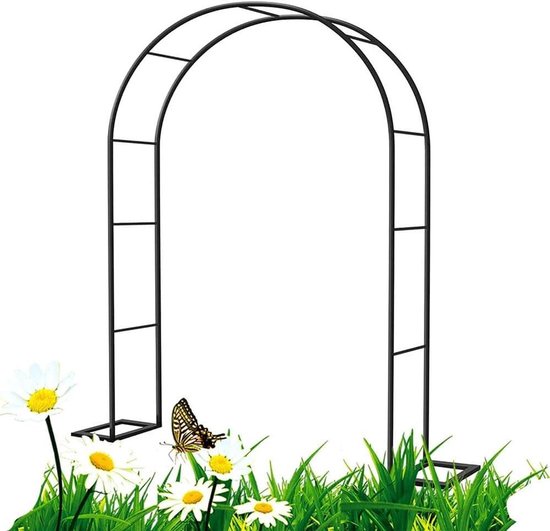 Tuinprieel Boog - Pergola Klimplantsteun - Tuin Decoratie - Metalen Buisframe - 180 cm breed - Zwart