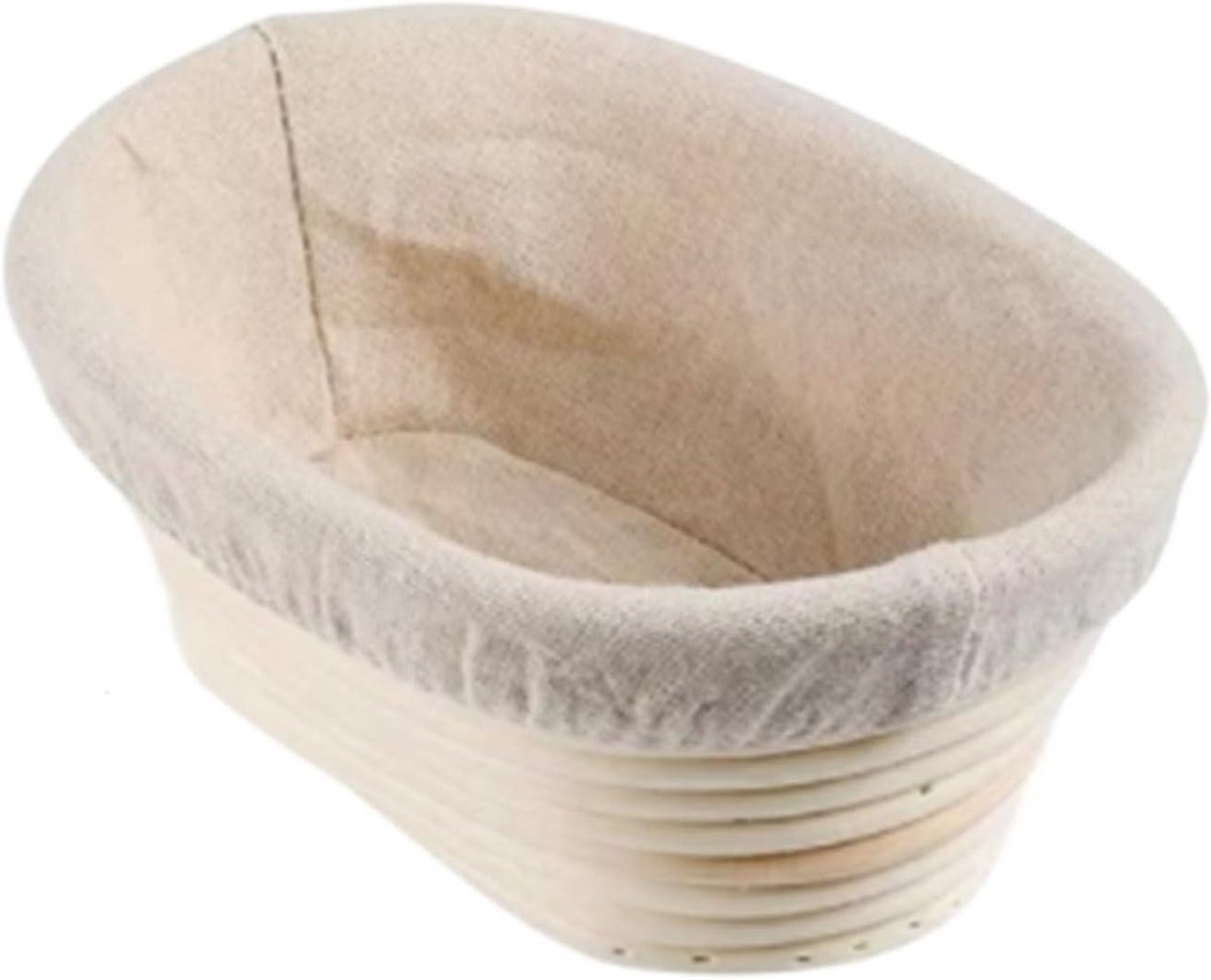 Rieten Broodmand - Gistmand Rijsmand - Brood Bakken - Natuurlijk Rotan Materiaal - 21 x 14 x 8 cm - Houtkleur