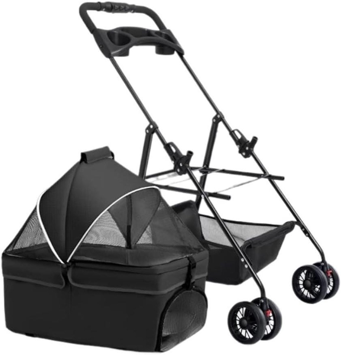 Huisdier Kinderwagen - Hondenbuggy Kattenbuggy - Buiten Reizen - Opvouwbaar Ontwerp - 20 kg Draagvermogen - Zwart