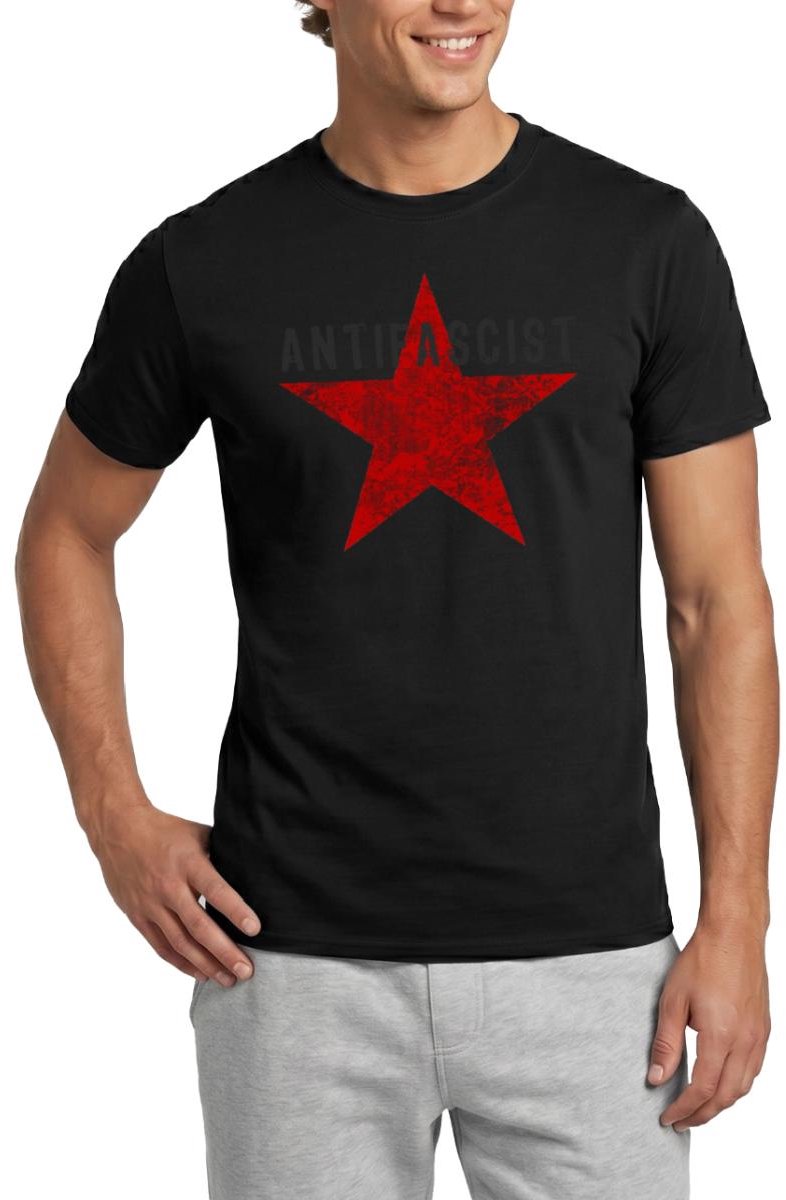 Antifascist Rode Ster Statement T-Shirt Heren