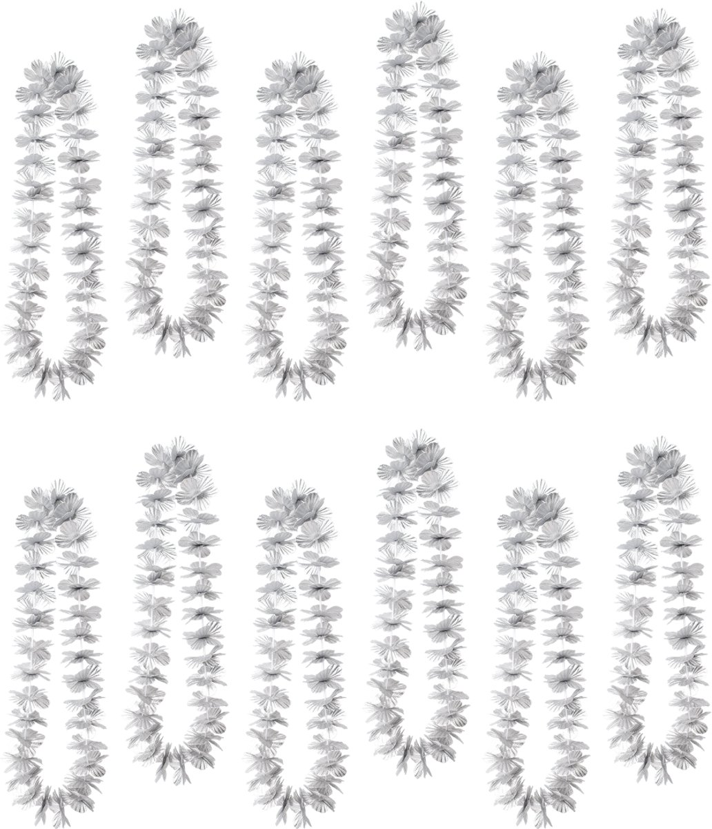 480x Hawaï Bloemenkrans Zilver – Hawaïaanse Lei – Bulkverpakking 480 stuks – Grootverbruik – Oud & Nieuw, jubileum & chique party versiering