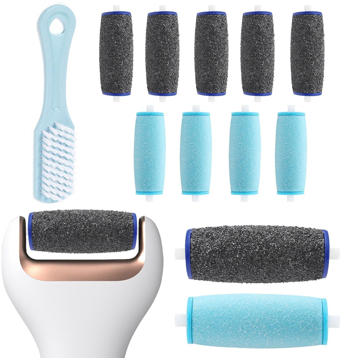 Dailygoods- Eeltverwijderaar 11 Stuks - Reserverollen - Extra Grove/Harde Slijpkorrels - Compatibel met Scholl - Voetverzorging - Micro-Diamant Materiaal