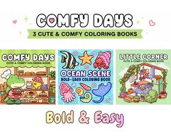 Kleurboeken Set van 3 - Little Corner - Into Gardens - Comfy Days - Ook voor Volwassenen - Hygge