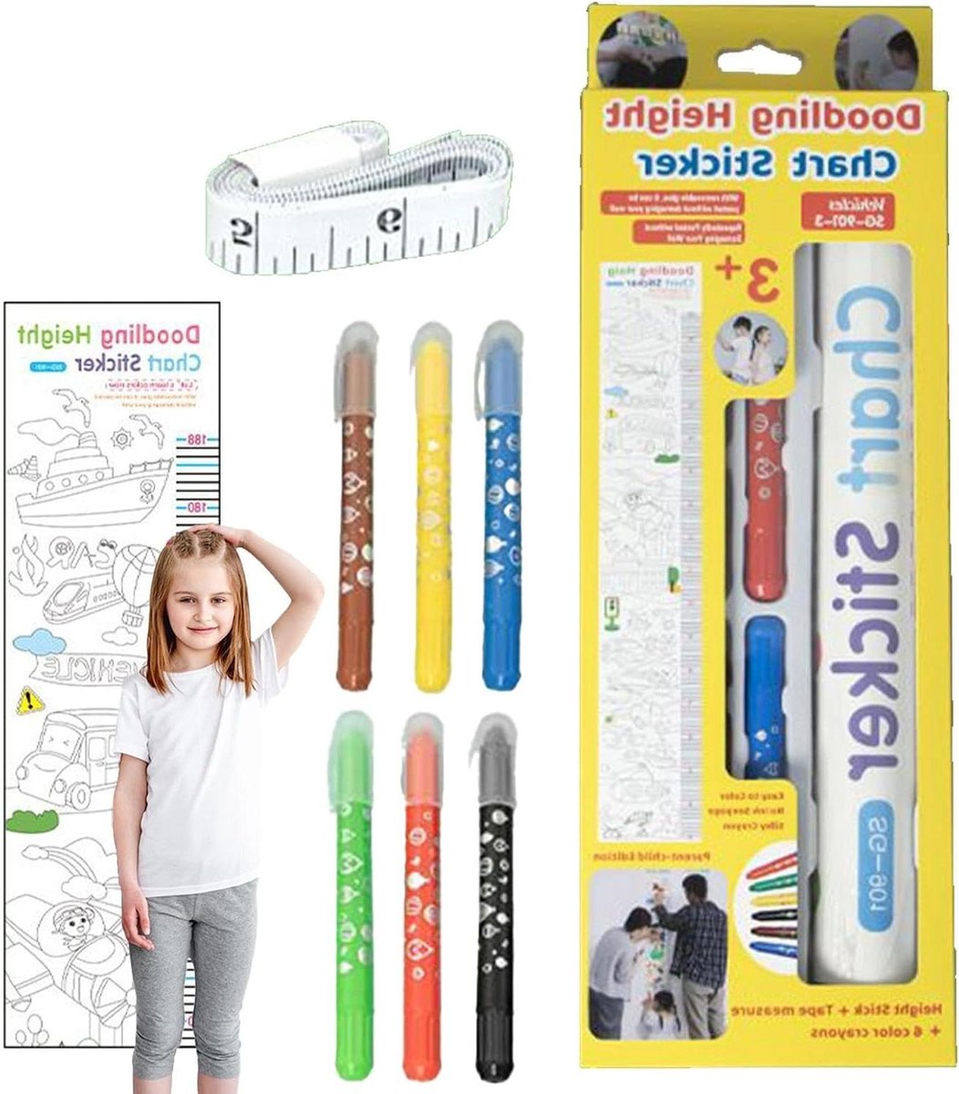 Hoogte Meter Sticker - Groeimeter Kinderen - Kinderkamer Decoratie - Creatieve Tekenruimte