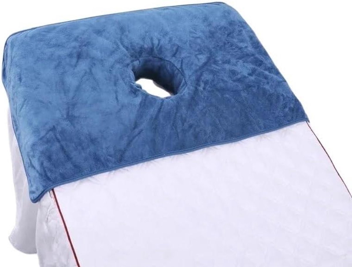 Beauty Bed Cover - Massage Tafel Laken - SPA Behandelingen - Met Gezichtsgat - 40 x 80 cm - Blauw