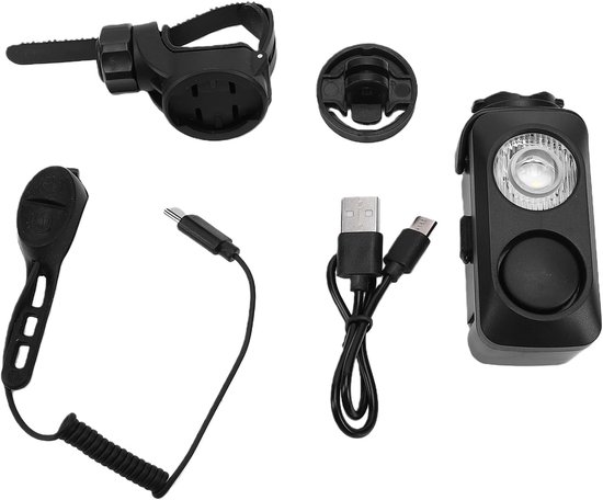 Fietslicht met Claxon - Fietslamp Voorlicht - Veilig Fietsen - 1800 mAh Batterij - 360 Lumen - Zwart — afbeelding 4