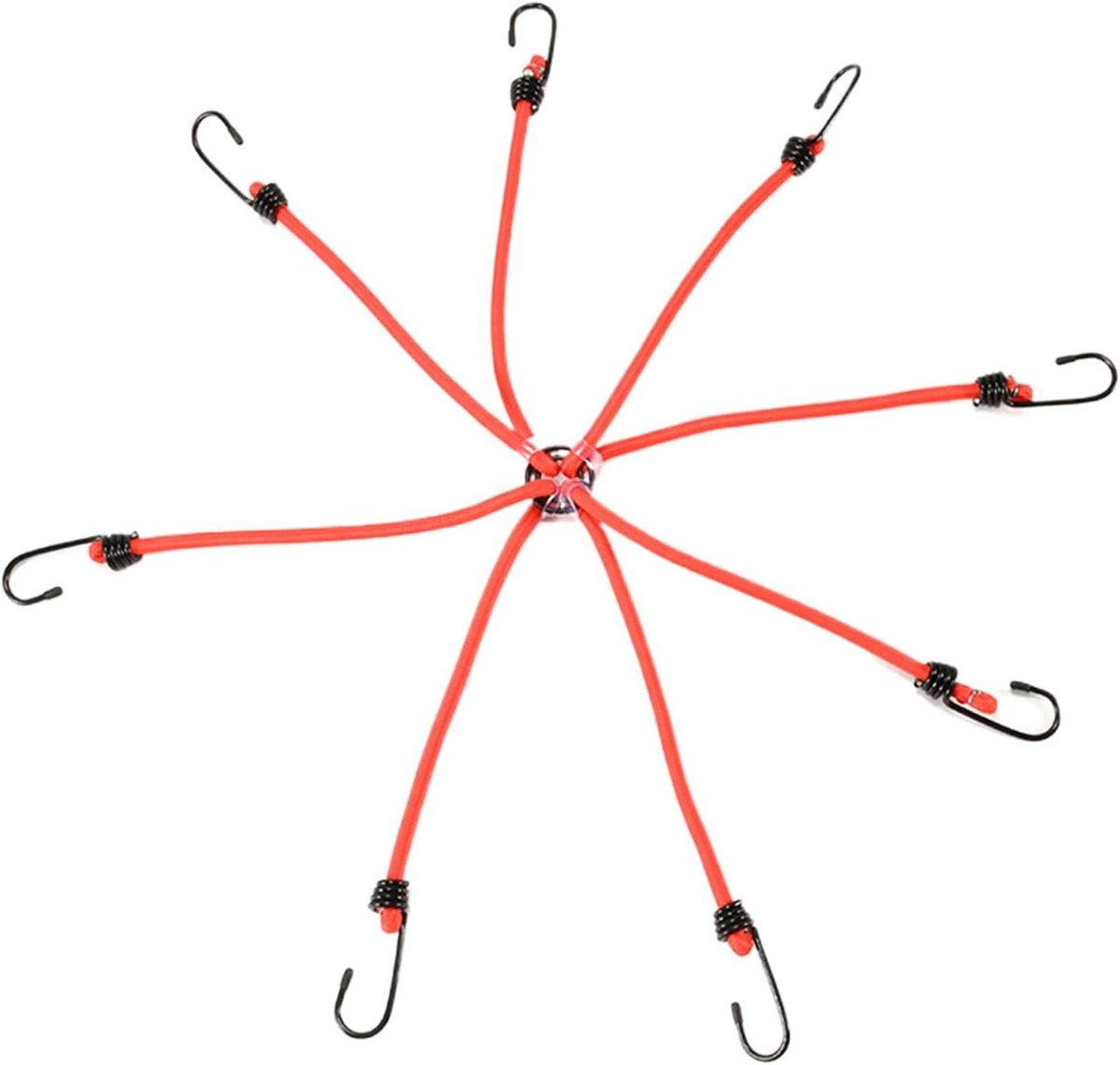 Spanbanden met Haken - Bevestigingskoorden Elastisch - Sportuitrusting Zekeren - 8-voudig Bevestigingssysteem - 30 cm - Zwart