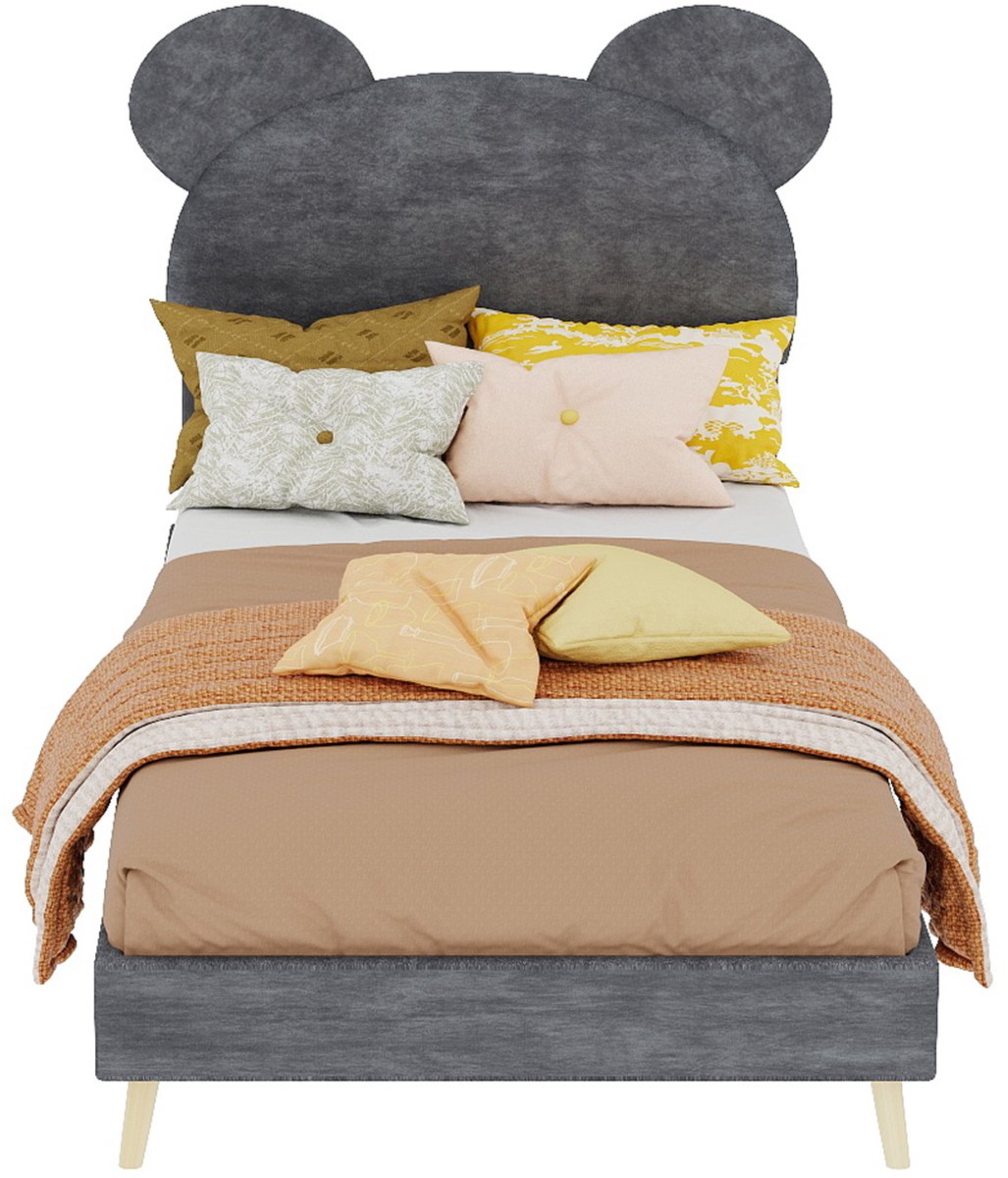 COVREO Bedframe 90x200 cm grijs, kinderbed, lattenbodem, zonder matras