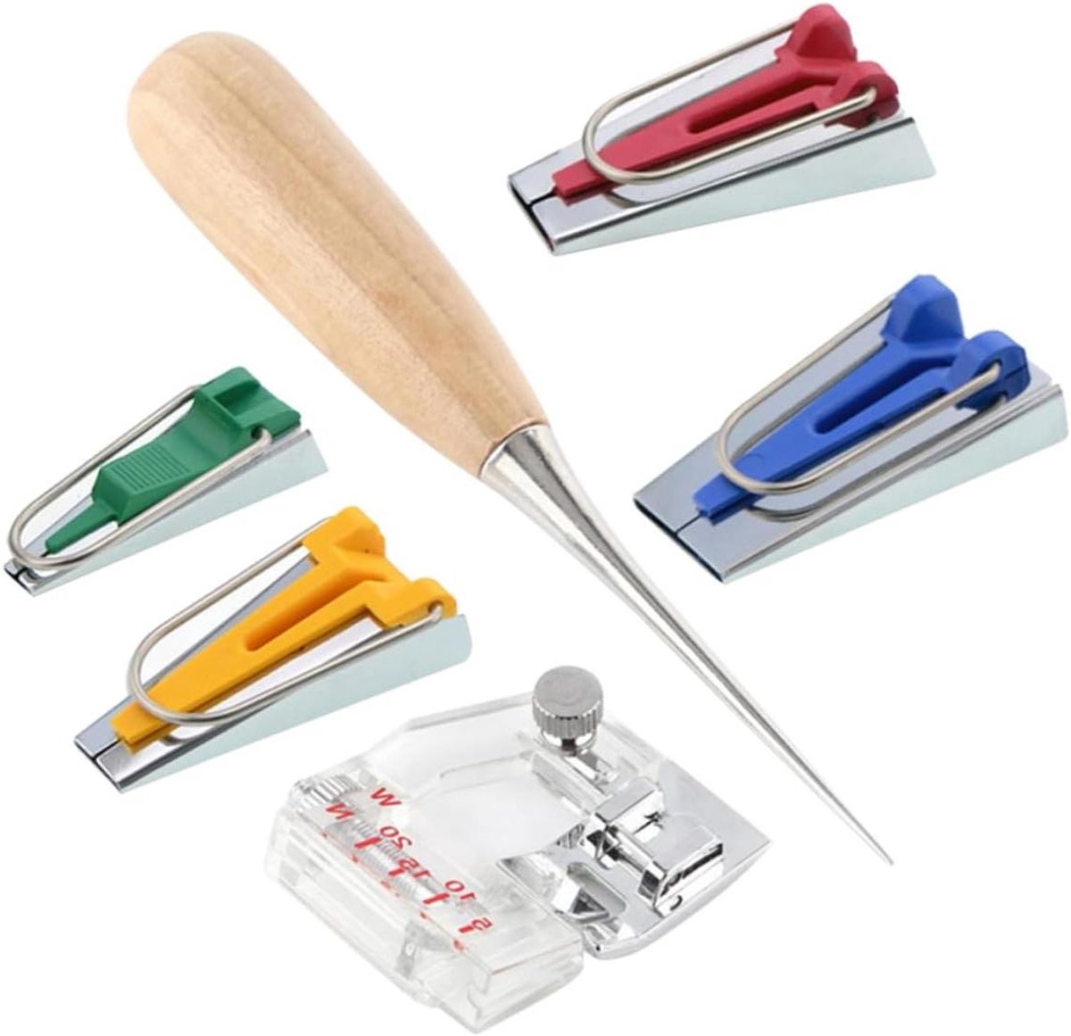 Biaisband Maker Set - Naaimachine Gereedschap - Stoffen Verwerken - Automatisch Vouwend - 6-delig - Diverse Kleuren