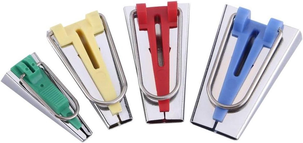 Biaisbandmaker Set - Stof Lint Gereedschap - Handwerk Projecten - Verschillende Maten - 4 Stuks - Multicolor