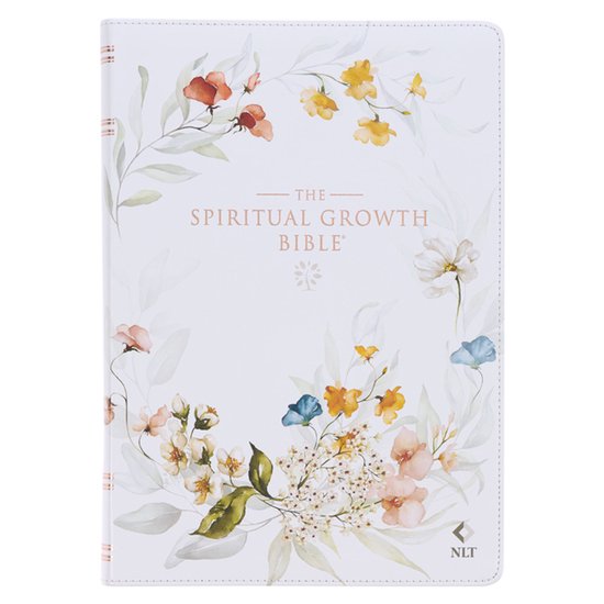 Nlt, the Spiritual Growth Bible (Faux Leather, Cream Floral Printed)