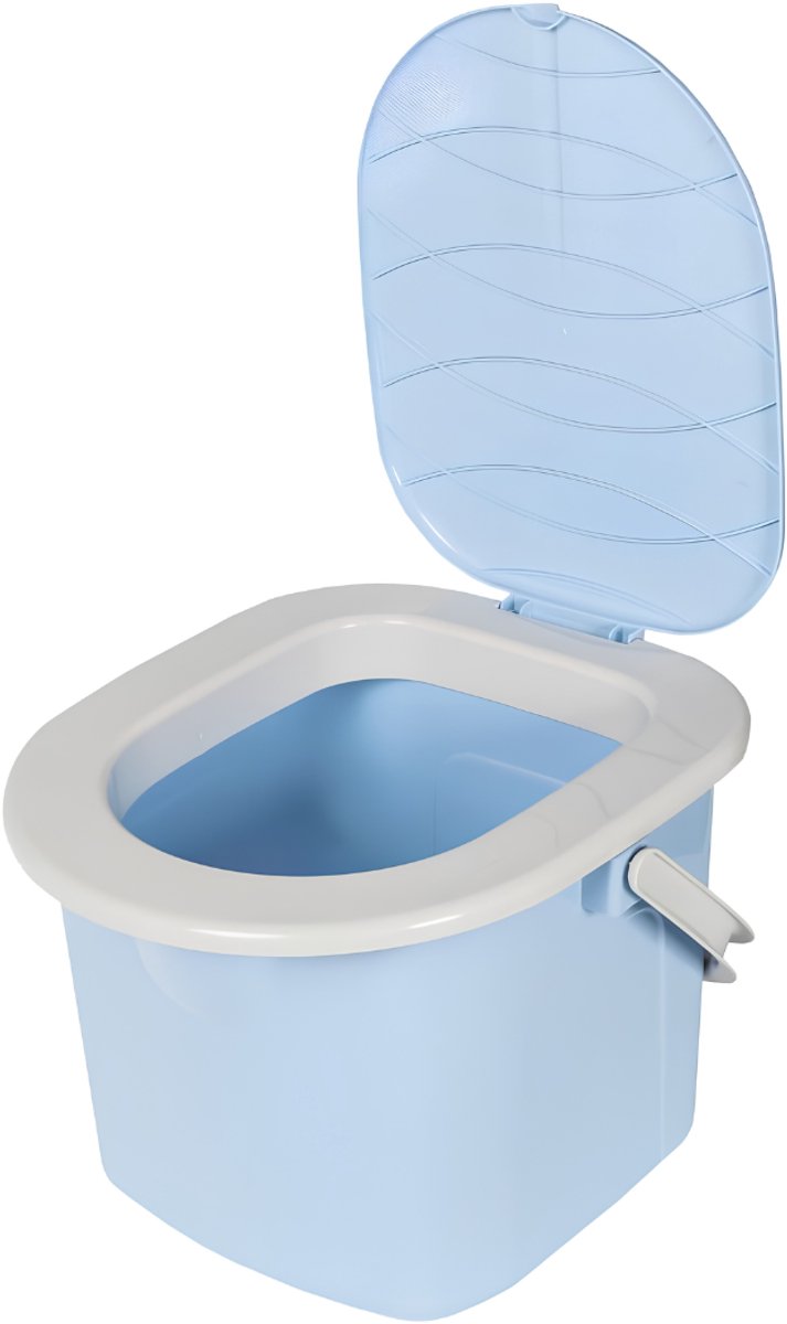 QIN® Toiletemmer Met Deksel - Toiletemmer - Draagbaar Toilet - Blauw - 26cm x 37cm x 26cm