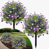 UV-Bestendige kunstbloemen voor buiten - Kunstplanten - Met Uitneembare Pinnen - Diy Decoratie Kunstmatige - Bloem Decoratie Geschikt Voor Tuin Veranda Plastic Planten, Geschikt Voor Binnen En Buiten - Groen + Gemengde Bloemkleuren - 2 stuks