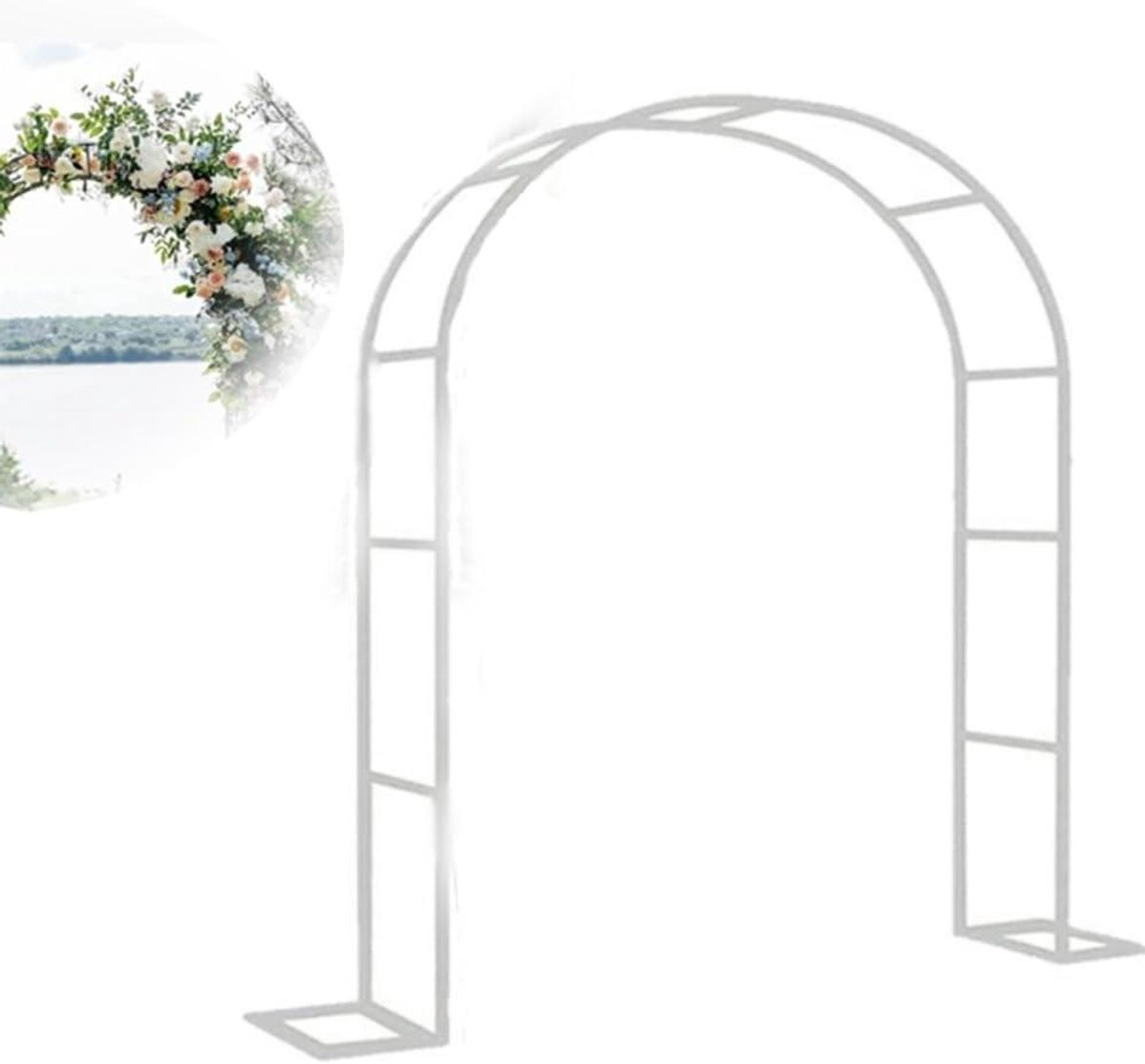 Tuinboog Prieel - Metalen boog - Decoratie tuin - Stevig ijzer - W420xH220cm - Wit