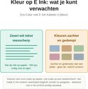 Grafiek met informatie over kleuren op E Ink Kaleido 3 scherm: tekst messcherp, kleuren zachter en gedempt.