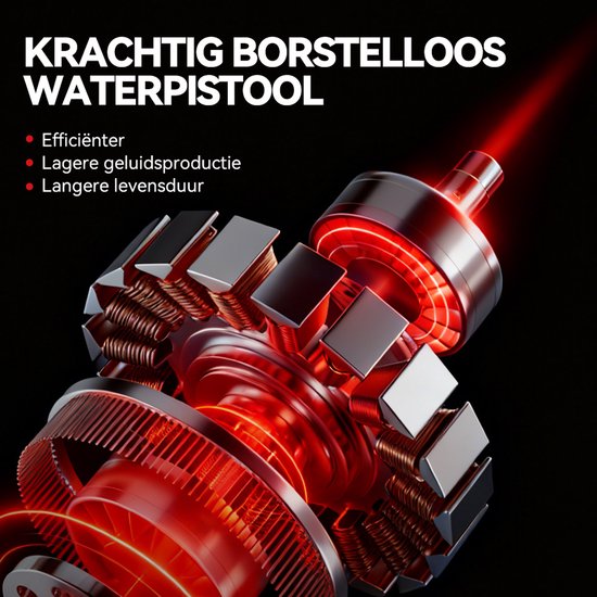ONEVAN Accu Hogedrukreiniger - 60 bar - Mobiele hogedruk-waterpistool - 5-in-1-sproeier - met 2 accu's - Voor Auto, Fiets, Terras en Tuin van ONEVAN — afbeelding 4