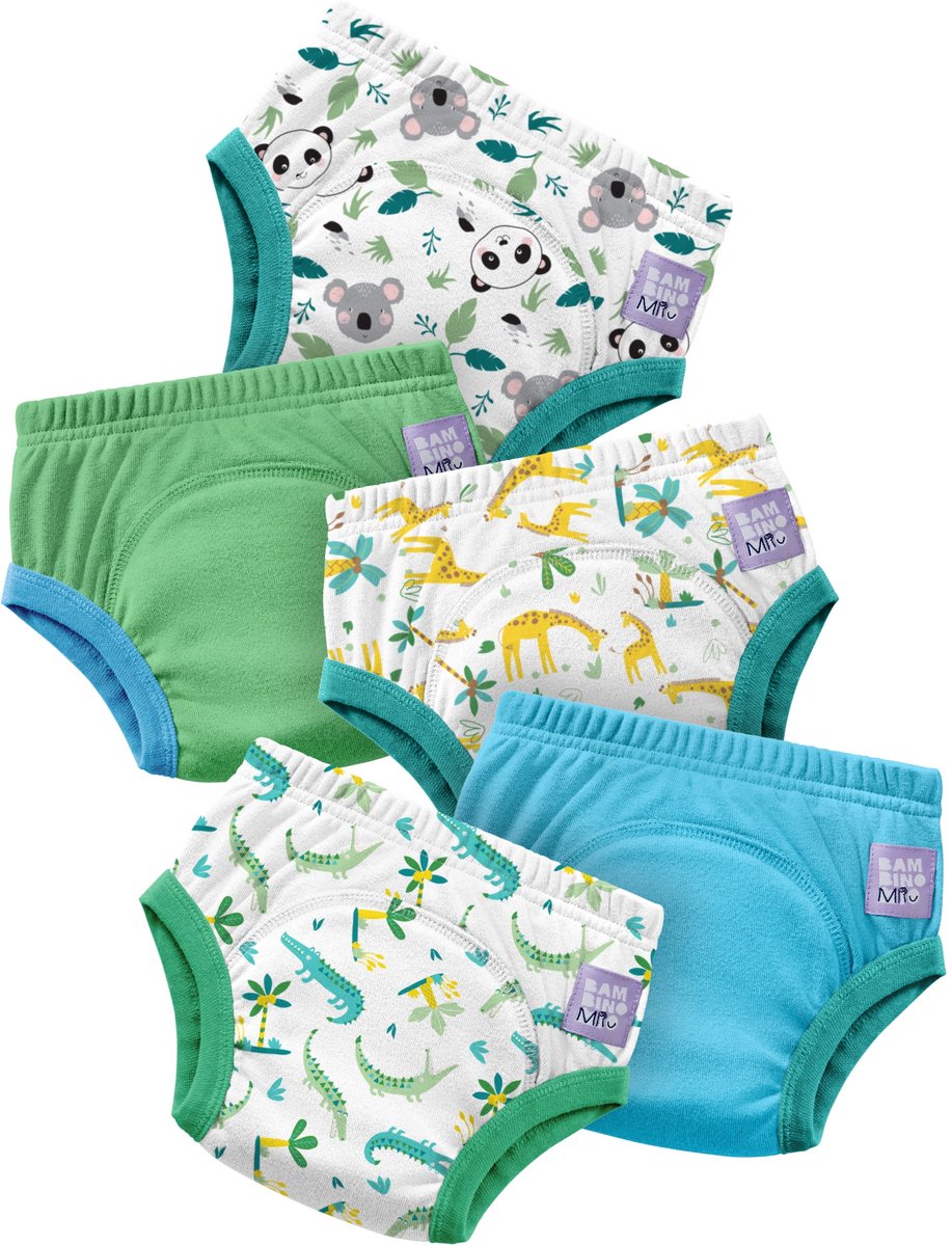 Set van 5 herbruikbare zindelijkheidsbroekjes in Fauna| Sneller en met vertrouwen zindelijk worden | Bambino Mio®