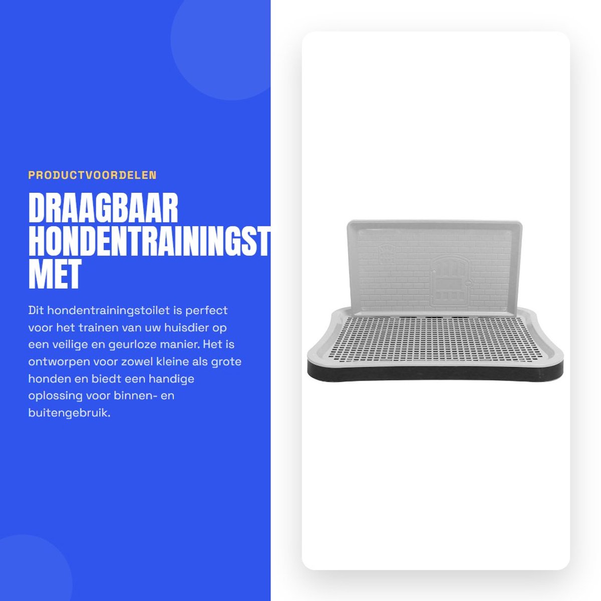 Dailygoods- Hondentrainingstoilet Draagbaar - Afneembaar Puppynettrainingspotje - Kunststof - 51 x 38 x 27 cm - Veilig en Geurloos - Inclusief Pee-wandpaneel - Puppytraining