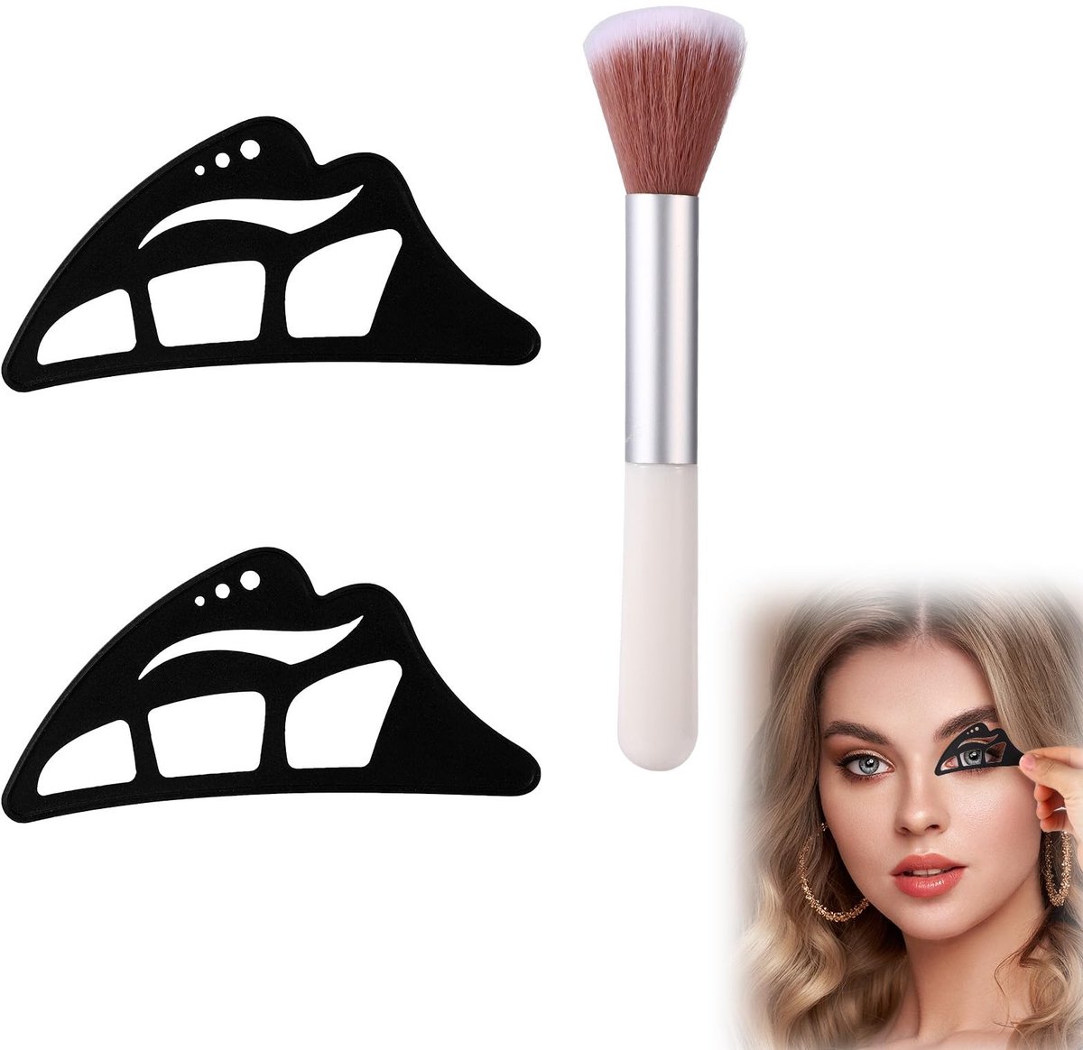 Dailygoods- Oogschaduwsjablonen 2 Stuks - Siliconen - Oogschaduwtool - Eyelinersjabloon - Oogmake-Up Essentials - 8,5 x 4 cm