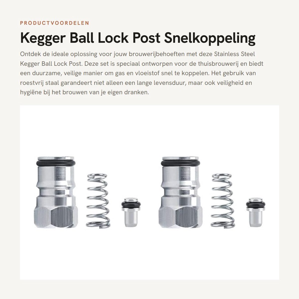 Dailygoods- Kegger Set - Roestvrij Staal - Ball Lock Post - Gas/Liquid Koppeling - Thread 19/32 - Inclusief 2 Stators - Bierfust