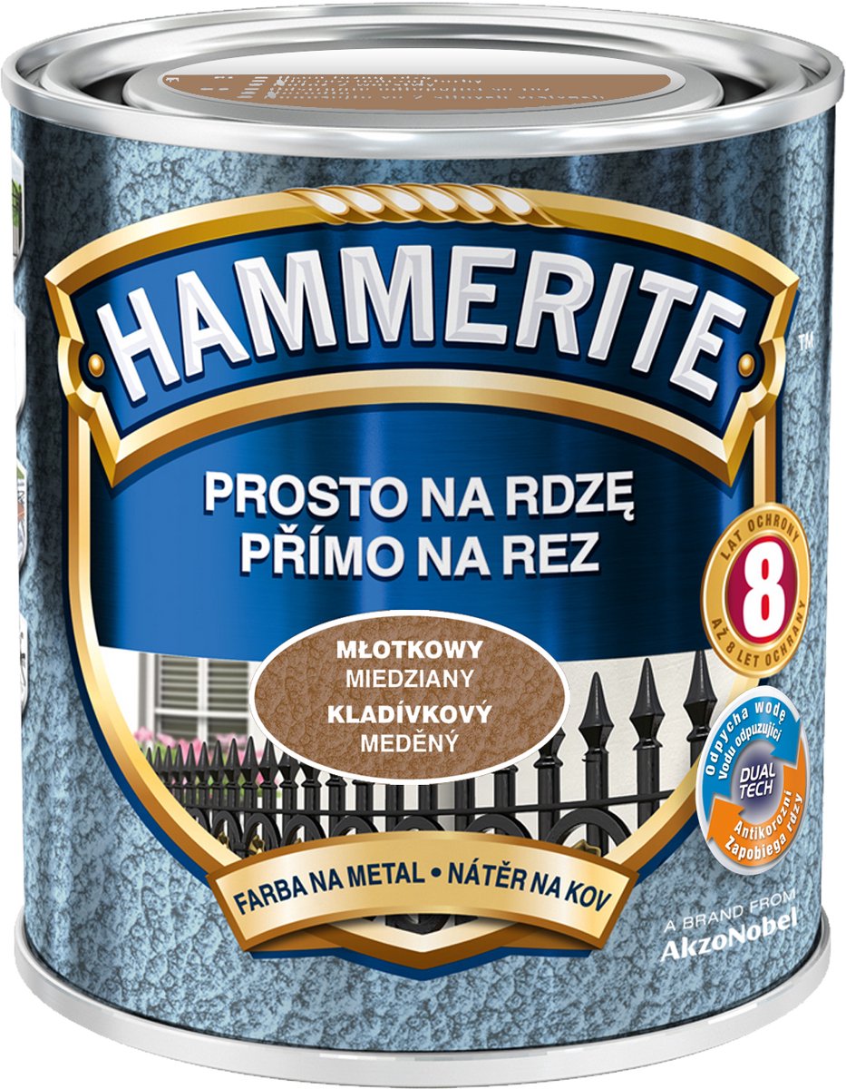 Hammerite Direct op roest hamer 2,5 l, koper