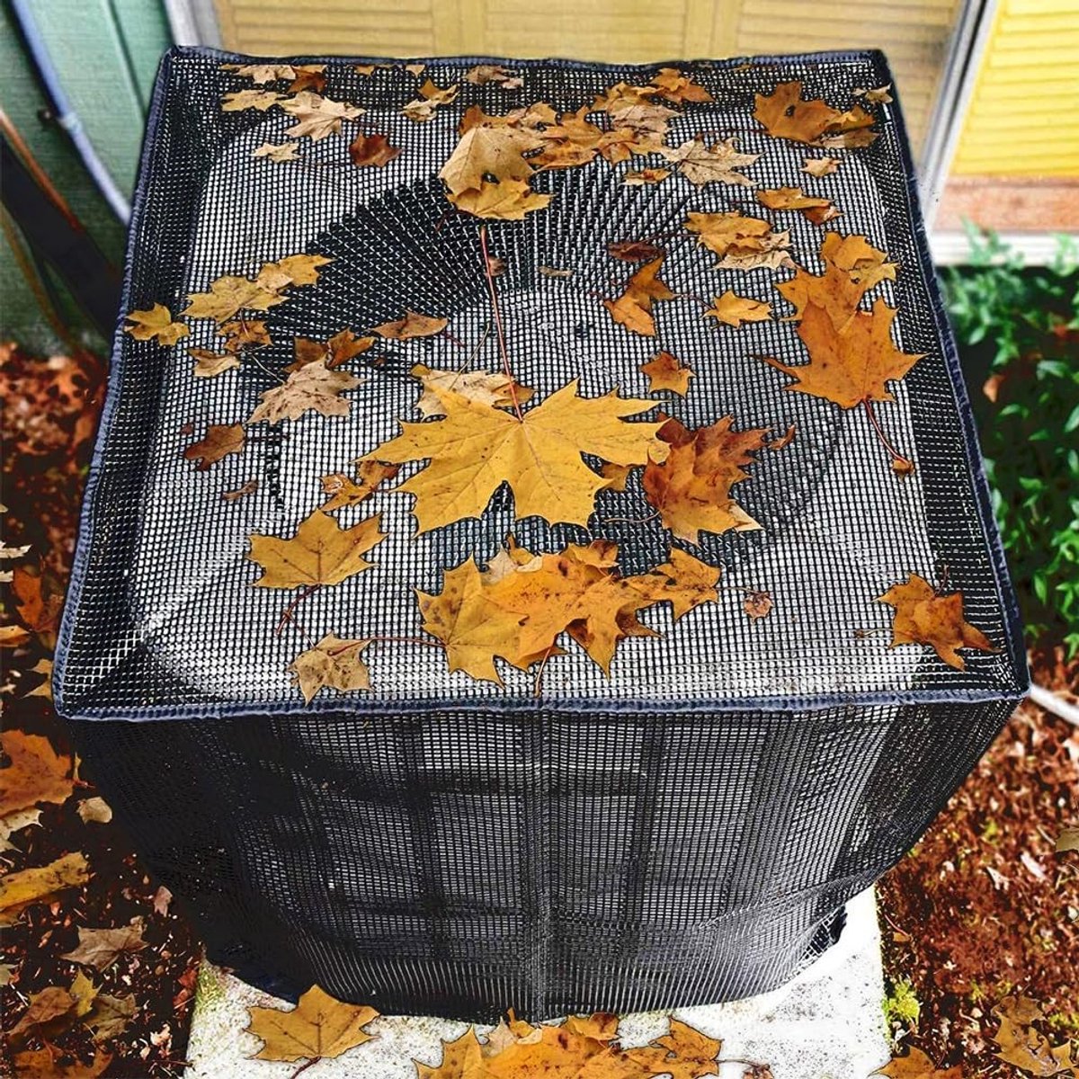 Dailygoods- Airconditioning Cover - Bescherming tegen Bladeren - Voor Buitenunit - Verstelbare Sluiting - 80x80x90 cm - Duurzaam Rubber/Nylon - Aircohoes