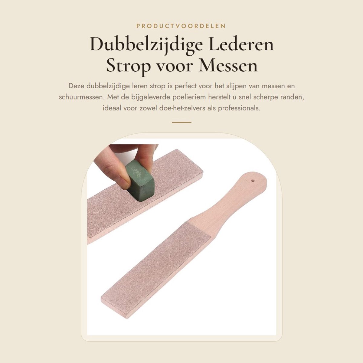 Dailygoods- Strop Dubbelzijdig Lederen - Beukenhouten Snelslijpstrop - Multifunctioneel in Leerambachten - Voor Doe-het-zelvers - Inclusief Slijpbandsysteem - Lange Levensduur - Slijpstrop