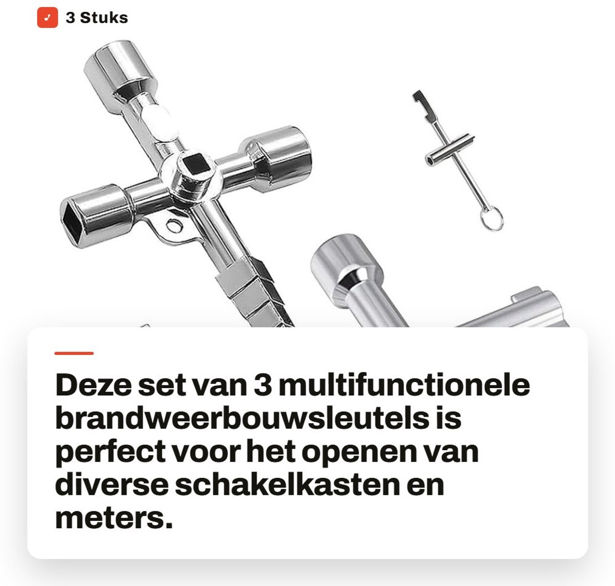 Dailygoods- Schakelkastsleutel 3-in-1 - Dubbelbaard Sleutel - Vierkante Sleutel - Driekantsleutel - Multifunctionele Sleutel - Duurzaam Materiaal