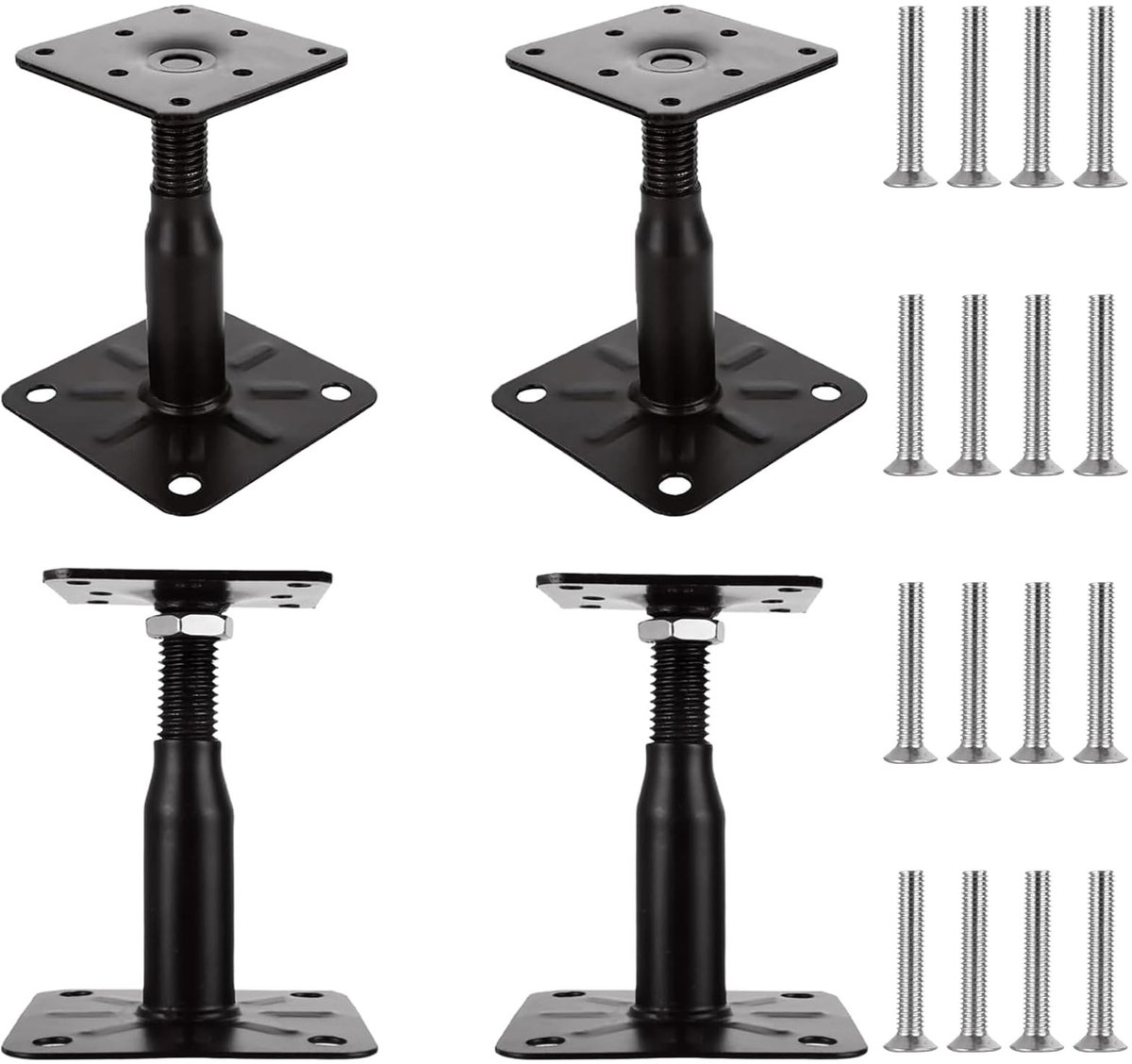 Dailygoods- Paaldragers 100-150 mm - Verstelbaar - Verzinkt Staal - Steunpoot - Inclusief Schroeven - Robuust en Weerbestendig - Paalhouder